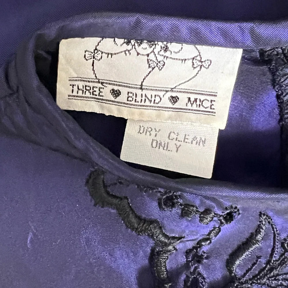 Vintage Three Blind Mice blue taffeta eyelet Victorian holiday dress sz 7 - Picture 3 of 4